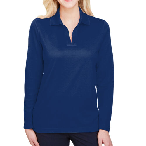 CrownLux Performance™ Ladies' Plaited Long Sleeve Polo Thumbnail